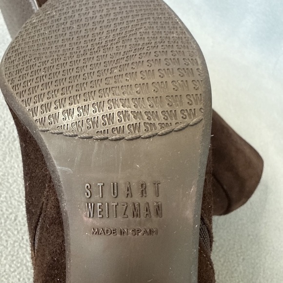 Stuart Weitzman Booties Womens 7N Brown Suede Tapered Heel Almond Toe - Picture 14 of 16